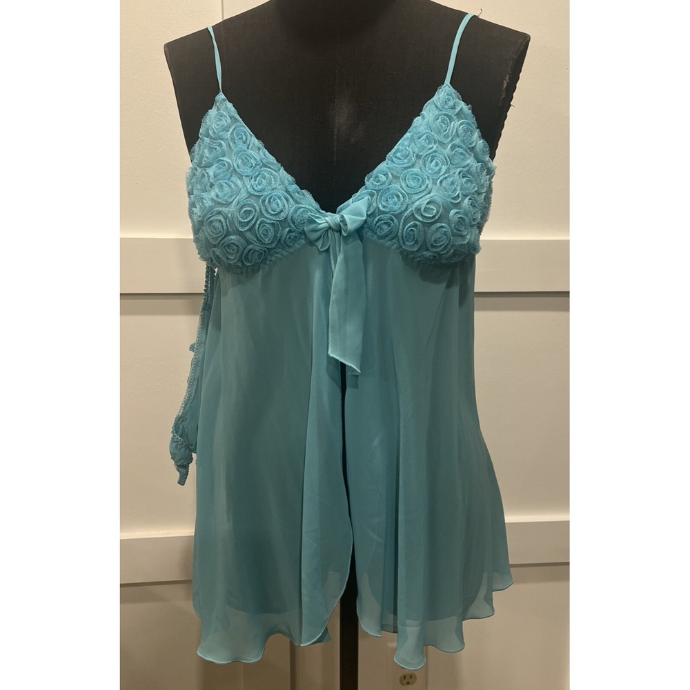 NWT LA intimates Babydoll Light Teal Nightie‎ Chemise Medium Sexy W/panties